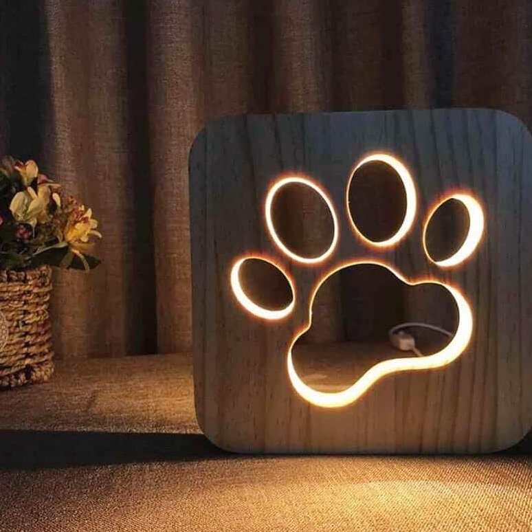 Intra απο ξύλο plywood 3mm-4mm πάχος – Ξύλινη λυχνία LED Dog Paw για Παιδικό Υπνοδωμάτιο ξύλο DXF 15x20 cm INTRAVECTRY-MY552354