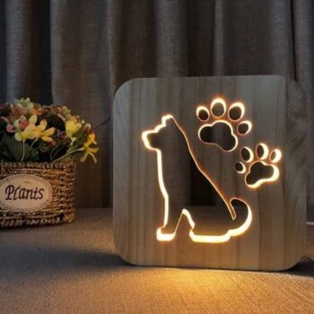 Intra απο ξύλο plywood 3mm-4mm πάχος – ξύλο 3D LED Creative Wooden Dog Night Light Hollow Lamp DXF 30x35 cm INTRAVECTRY-MY560305 - Image 1