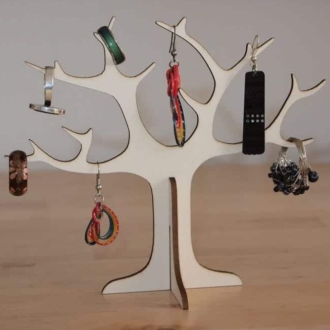 Intra απο ξύλο plywood 3mm-4mm πάχος – Δαχτυλίδι Δέντρο κοσμήματα Organizer Stand ξύλο DXF 20x20 cm INTRAVECTRY-MY552364