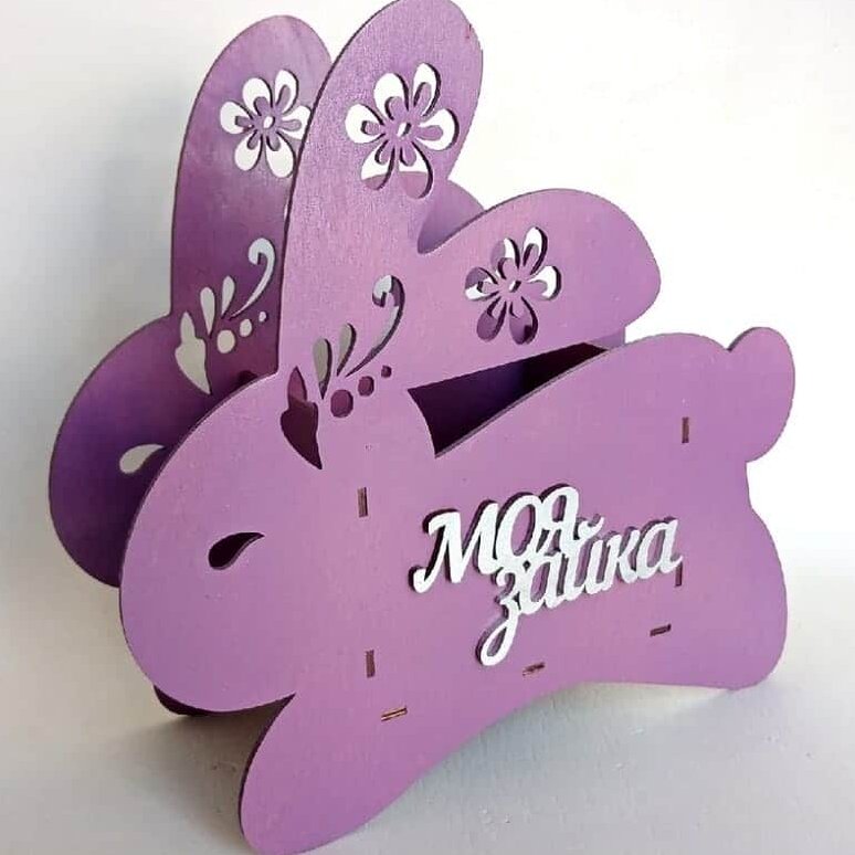 Intra απο ξύλο plywood 3mm-4mm πάχος – ξύλο Wood Bunny Cache Pot for Flowers 20x20 cm INTRAVECTRY-MY552436