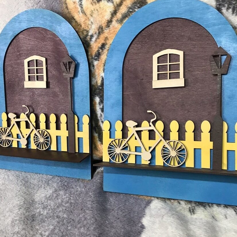 Intra απο ξύλο plywood 3mm-4mm πάχος – Κρεμάστρα για μπρελόκ νοικοκυράς με λίμα ποδηλάτου 50x60 cm INTRAVECTRY-MY557580