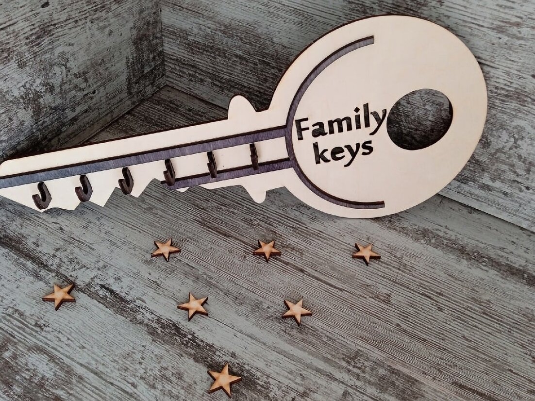 Intra απο ξύλο plywood 3mm-4mm πάχος – Κλειδοθήκη σε σχήμα κλειδιού για ξύλο τοίχου 20x25 cm INTRAVECTRY-MY552499