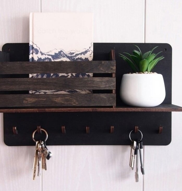 Intra απο ξύλο plywood 3mm-4mm πάχος – Επιτοίχια θήκη αλληλογραφίας με ξύλο αγκίστρων κλειδιού 20x25 cm INTRAVECTRY-MY552505