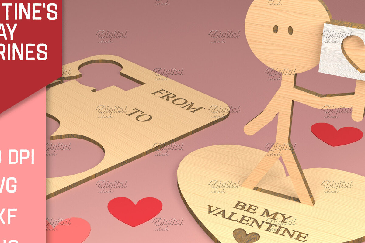 Intra απο ξύλο plywood 3mm-4mm πάχος – Ειδώλια του Αγίου Βαλεντίνου. Τρισδιάστατη Δίασταση  20x20 cm INTRAFABR-83739402