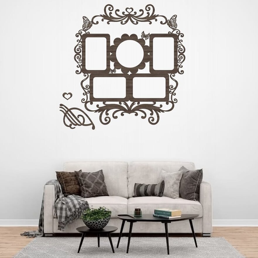 Intra απο ξύλο plywood 3mm-4mm πάχος – Κορνίζα με floral μοτίβο στροβιλισμού ξύλο 50x60 cm INTRAVECTRY-MY555415