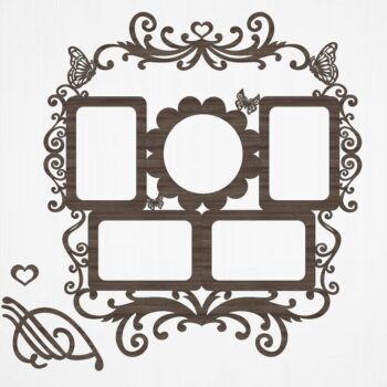 Intra απο ξύλο plywood 3mm-4mm πάχος – Κορνίζα με floral μοτίβο στροβιλισμού ξύλο 25x25 cm INTRAVECTRY-MY552952 - Image 2