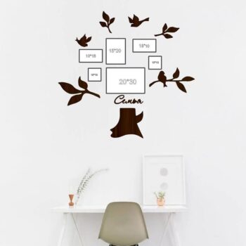 Intra απο ξύλο plywood 3mm-4mm πάχος – Κορνίζα οικογενειακού δέντρου με ξύλο πουλιά και κλαδιά 30x35 cm INTRAVECTRY-MY558610 - Image 1