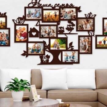 Intra απο ξύλο plywood 3mm-4mm πάχος – Κορνίζα οικογενειακού δέντρου με ξύλο πεταλούδας και πουλιών 30x35 cm INTRAVECTRY-MY557394 - Image 1