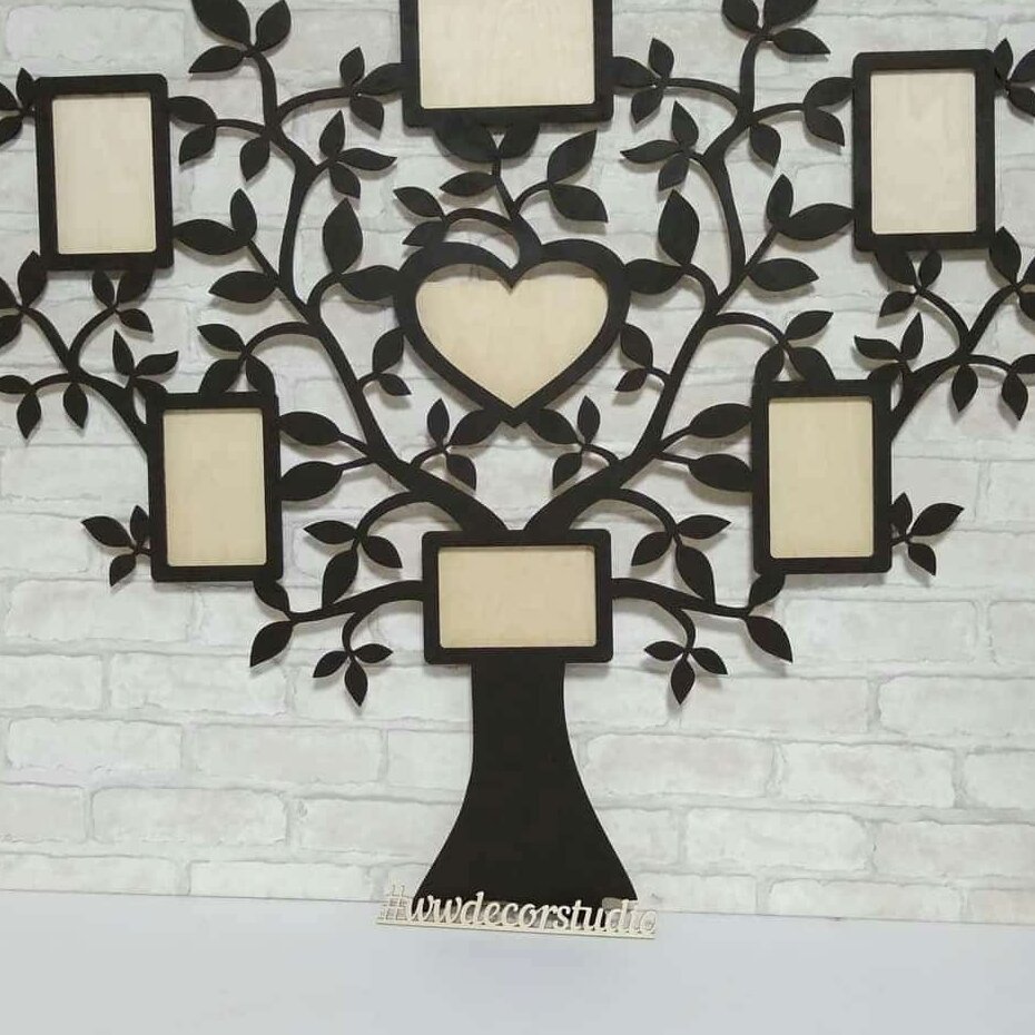 Intra απο ξύλο plywood 3mm-4mm πάχος – Οικογενειακό δέντρο με 7 ξύλο κορνίζας φωτογραφιών 40x45 cm INTRAVECTRY-MY552986