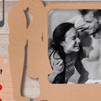 Intra απο ξύλο plywood 3mm-4mm πάχος – Κοπή λέιζερ για την ημέρα του Αγίου Βαλεντίνου, κορνίζα Δίασταση  20x20 cm INTRAFABR-57390235 - Image 1