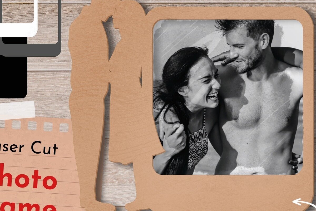 Intra απο ξύλο plywood 3mm-4mm πάχος – Κοπή λέιζερ για την ημέρα του Αγίου Βαλεντίνου, κορνίζα Δίασταση  20x20 cm INTRAFABR-57390235