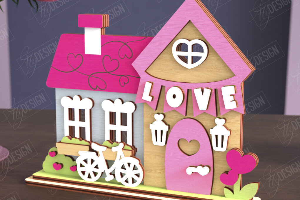 Intra απο ξύλο plywood 3mm-4mm πάχος – Σπίτι για την Ημέρα του Αγίου Βαλεντίνου | Αργία Δίασταση  20x20 cm INTRAFABR-111362477