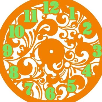 Intra απο ξύλο plywood 3mm-4mm πάχος – ξύλο ρολόι τοίχου με floral σχέδιο 25x30 cm INTRAVECTRY-MY560925 - Image 1