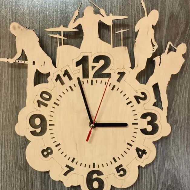 Intra απο ξύλο plywood 3mm-4mm πάχος – ξύλο Ρολόι τοίχου Music Band 25x30 cm INTRAVECTRY-MY557130