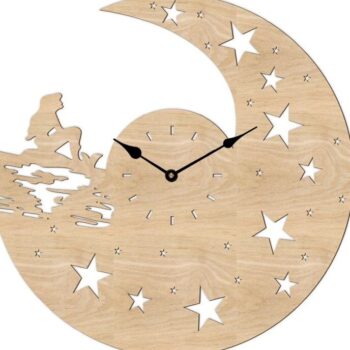 Intra απο ξύλο plywood 3mm-4mm πάχος – ξύλο ρολόι τοίχου Mermaid on The Moon 30x35 cm INTRAVECTRY-MY560934 - Image 2