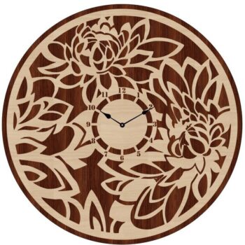 Intra απο ξύλο plywood 3mm-4mm πάχος – ξύλο ρολόι τοίχου με σχέδιο λουλουδιών διπλού στρώματος 40x40 cm INTRAVECTRY-MY560935 - Image 2