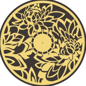 Intra απο ξύλο plywood 3mm-4mm πάχος – ξύλο ρολόι τοίχου με σχέδιο λουλουδιών διπλού στρώματος 40x40 cm INTRAVECTRY-MY560935 - Image 3