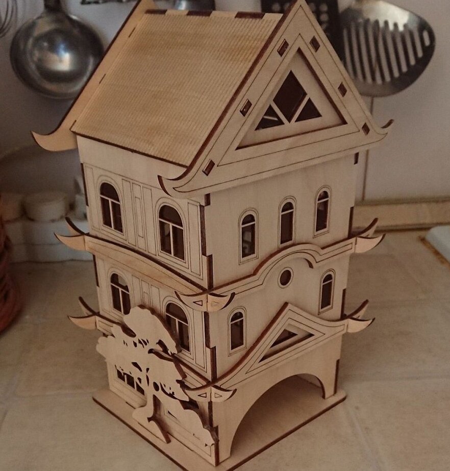 Intra απο ξύλο plywood 3mm-4mm πάχος – ξύλο Organizer για φακελάκια τσαγιού κινέζικης παγόδας 12x15 cm INTRAVECTRY-MY557722