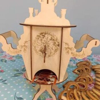 Intra απο ξύλο plywood 3mm-4mm πάχος – ξύλο διανομέα φακέλων τσαγιού σε σχήμα Samovar 40x40 cm INTRAVECTRY-MY560362 - Image 2