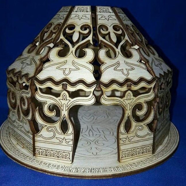 Intra απο ξύλο plywood 3mm-4mm πάχος – Επιτραπέζιο Αναμνηστικό Παραδοσιακό ξύλο Yurt 25x25 cm INTRAVECTRY-MY557137