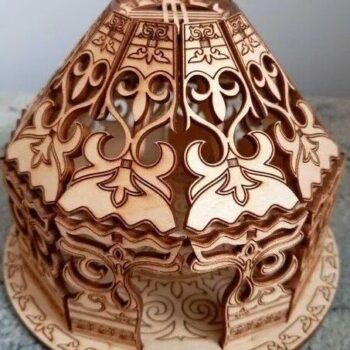 Intra απο ξύλο plywood 3mm-4mm πάχος – Επιτραπέζιο Αναμνηστικό Παραδοσιακό ξύλο Yurt 20x20 cm INTRAVECTRY-MY554468 - Image 2