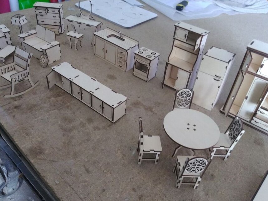 Intra απο ξύλο plywood 3mm-4mm πάχος – ξύλο παιχνιδιών σετ επίπλων κουκλόσπιτου 35x40 cm INTRAVECTRY-MY560434