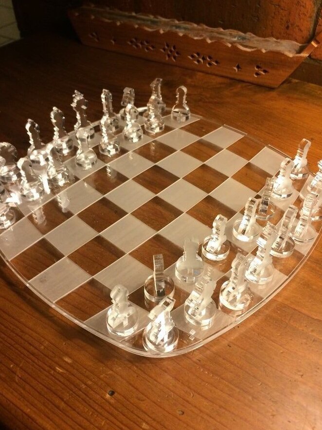 Intra απο ξύλο plywood 3mm-4mm πάχος – ξύλο σετ ακρυλικού παιχνιδιού σκακιού 20x20 cm INTRAVECTRY-MY554504