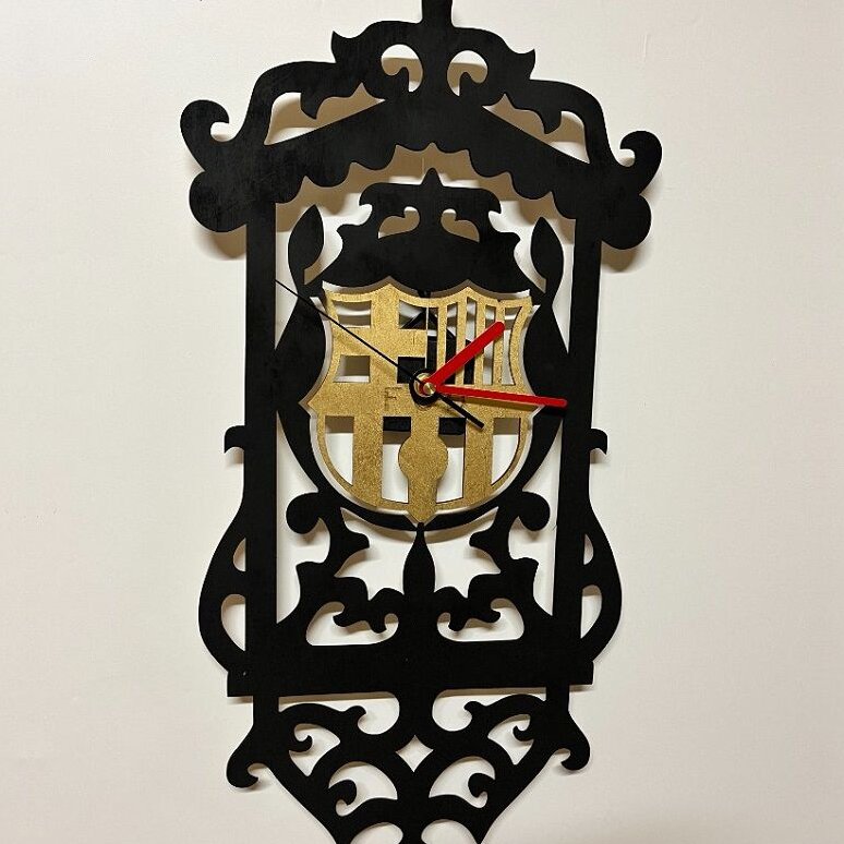 Intra απο ξύλο plywood 3mm-4mm πάχος – ξύλο ρολογιού τοίχου Soccer FC Barcelona 50x60 cm INTRAVECTRY-MY560956