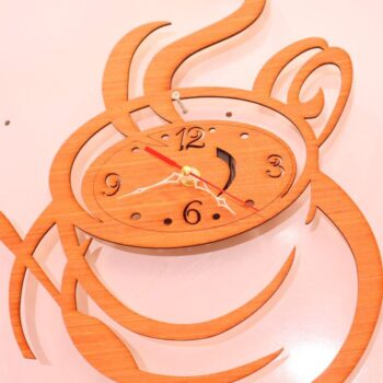 Intra απο ξύλο plywood 3mm-4mm πάχος – ξύλο Ρολόι τοίχου Κουζίνας Φλιτζάνι Καφέ 20x25 cm INTRAVECTRY-MY557726 - Image 3