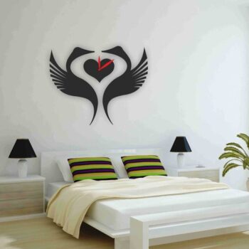 Intra απο ξύλο plywood 3mm-4mm πάχος – ξύλο ρολογιού τοίχου Swan Love Bird 40x40 cm INTRAVECTRY-MY554560 - Image 1