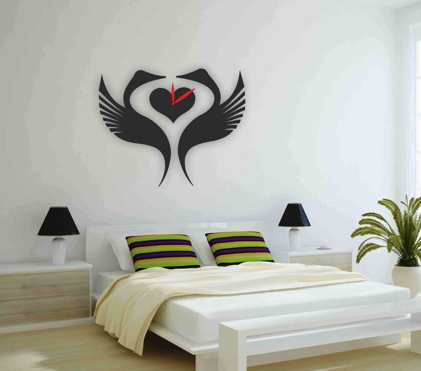 Intra απο ξύλο plywood 3mm-4mm πάχος – ξύλο ρολογιού τοίχου Swan Love Bird 30x35 cm INTRAVECTRY-MY557155