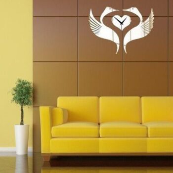 Intra απο ξύλο plywood 3mm-4mm πάχος – ξύλο ρολογιού τοίχου Swan Love Bird 40x40 cm INTRAVECTRY-MY554560 - Image 2