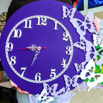 Intra απο ξύλο plywood 3mm-4mm πάχος – Ρολόι τοίχου πεταλούδες για διακόσμηση σαλονιού ξύλο 30x30 cm INTRAVECTRY-MY557160 - Image 2