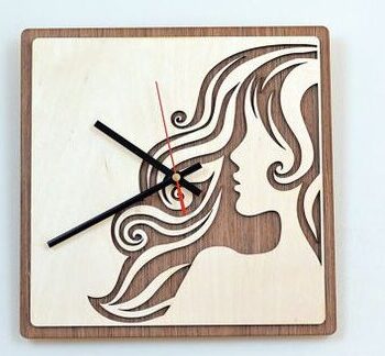 Intra απο ξύλο plywood 3mm-4mm πάχος – Μοντέρνο κορίτσι Ξύλινο ρολόι τοίχου ξύλο 12x15 cm INTRAVECTRY-MY557161 - Image 1