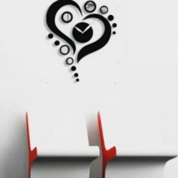 Intra απο ξύλο plywood 3mm-4mm πάχος – Καρδιά με κύκλους Ξύλινο ρολόι τοίχου για ξύλο διακόσμησης σπιτιού 40x45 cm INTRAVECTRY-MY560987 - Image 1