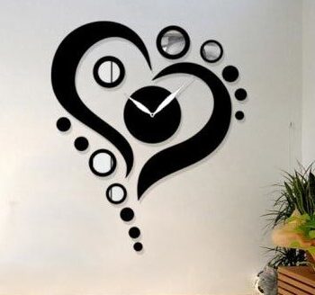 Intra απο ξύλο plywood 3mm-4mm πάχος – Καρδιά με κύκλους Ξύλινο ρολόι τοίχου για ξύλο διακόσμησης σπιτιού 40x45 cm INTRAVECTRY-MY560987 - Image 2