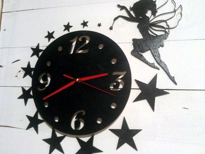 Intra απο ξύλο plywood 3mm-4mm πάχος – ξύλο Ξύλινο ρολόι τοίχου Fairy 30x30 cm INTRAVECTRY-MY560989