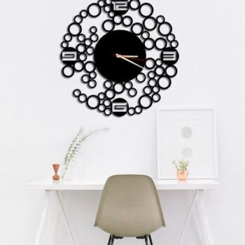 Intra απο ξύλο plywood 3mm-4mm πάχος – ξύλο ρολόι τοίχου Elegant Circles 20x20 cm INTRAVECTRY-MY560990 - Image 1