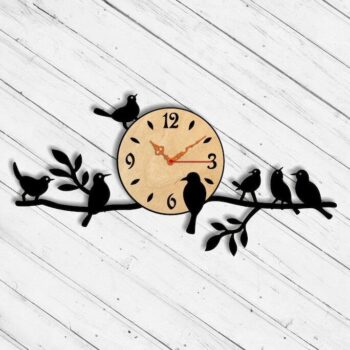 Intra απο ξύλο plywood 3mm-4mm πάχος – ξύλο ρολογιών τοίχου Birds on Branch 35x40 cm INTRAVECTRY-MY560996 - Image 1