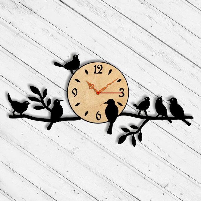 Intra απο ξύλο plywood 3mm-4mm πάχος – ξύλο ρολογιών τοίχου Birds on Branch 15x20 cm INTRAVECTRY-MY557171