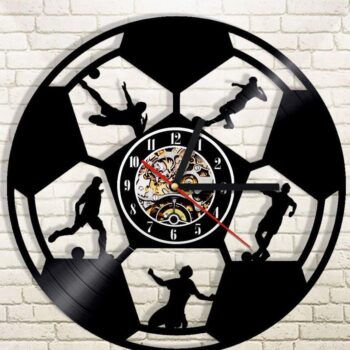 Intra απο ξύλο plywood 3mm-4mm πάχος – Παίζοντας ξύλο ρολόι τοίχου ποδοσφαίρου 10x10 cm INTRAVECTRY-MY560997 - Image 1