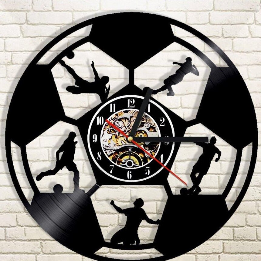 Intra απο ξύλο plywood 3mm-4mm πάχος – Παίζοντας ξύλο ρολόι τοίχου ποδοσφαίρου 10x10 cm INTRAVECTRY-MY560997