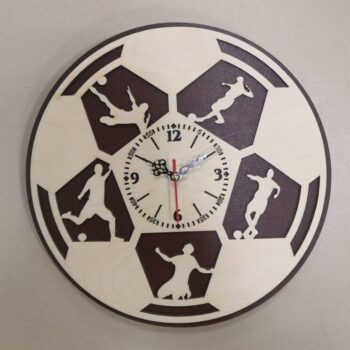 Intra απο ξύλο plywood 3mm-4mm πάχος – Παίζοντας ξύλο ρολόι τοίχου ποδοσφαίρου 10x10 cm INTRAVECTRY-MY560997 - Image 2