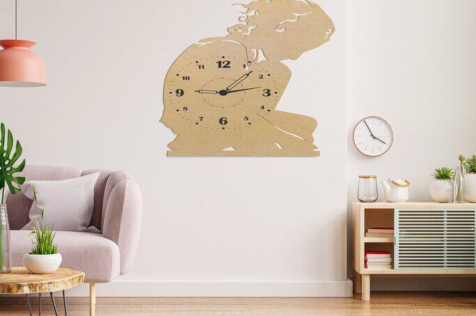 Intra απο ξύλο plywood 3mm-4mm πάχος – ξύλο Ξύλινο ρολόι τοίχου Lonely Girl 15x20 cm INTRAVECTRY-MY557173