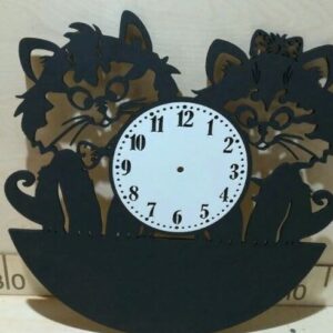 Intra απο ξύλο plywood 3mm-4mm πάχος – ξύλο ρολόι τοίχου Cute Kittens για Παιδικό Δωμάτιο 20x20 cm INTRAVECTRY-MY561003