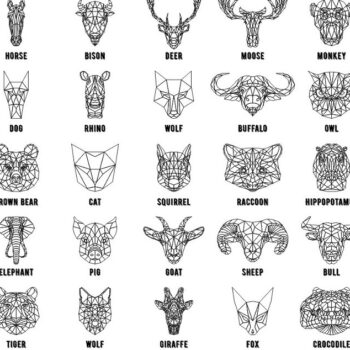 Intra απο ξύλο plywood 3mm-4mm πάχος – Γεωμετρικά σχέδια κεφαλών ζώων για κοπή και χάραξη με λέιζερ 30x30 cm INTRAVECTRY-MY554590 - Image 1