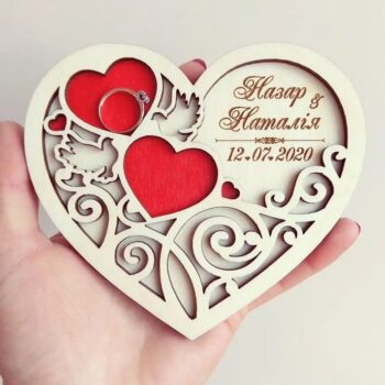 Intra απο ξύλο plywood 3mm-4mm πάχος – ξύλο δίσκου δαχτυλιδιού αρραβώνων σε σχήμα καρδιάς 20x25 cm INTRAVECTRY-MY554611 - Image 2