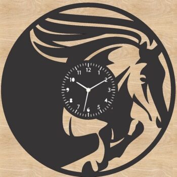 Intra απο ξύλο plywood 3mm-4mm πάχος – ξύλο ρολογιού τοίχου Running Horse Vinyl Record 10x10 cm INTRAVECTRY-MY561016 - Image 1