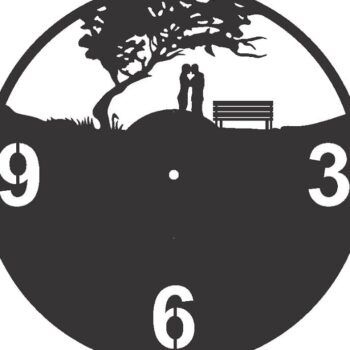 Intra απο ξύλο plywood 3mm-4mm πάχος – ξύλο ρολογιού τοίχου δίσκων βινυλίου Couple Under Tree 30x30 cm INTRAVECTRY-MY554626 - Image 2