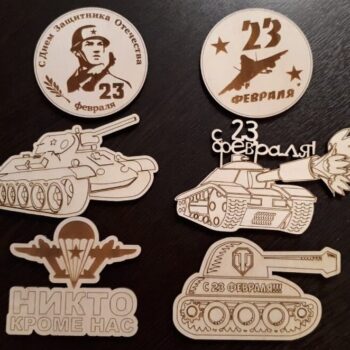 Intra απο ξύλο plywood 3mm-4mm πάχος – ξύλο 23 Φεβρουαρίου Army Wood Magnets 20x20 cm INTRAVECTRY-MY554641 - Image 1